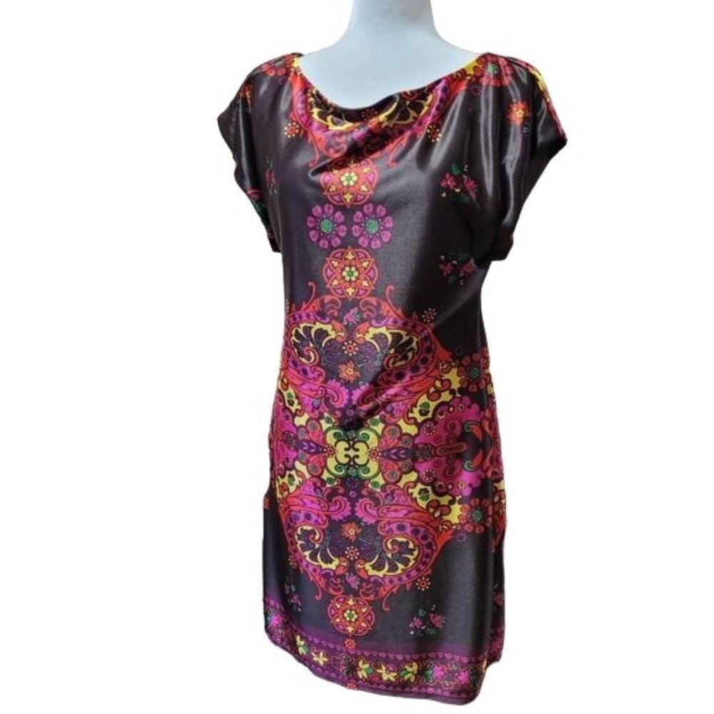 Love Tease Women’s Vibrant Psychedelic Print Dress Short‑Sleeve Pullover